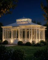 "Rosebride Manor" Large Garden Pavilion at night with ai lights