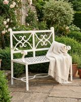 "Sissy Jane" Wrought Iron Cream Garden Bench ai illustration