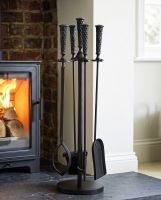 "The Capulum" Classic Black Companion Set In A Fireside Setting Digital Illustration