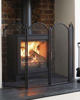 "The Gillingham" Extra Large Black Four Fold Fire Guard in Situ in the Home Digital Illustration