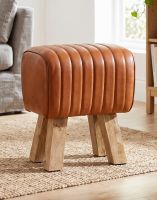 "The Orton" Mango Wood & Tan Leather Stool on a Beige Rug in a Living Room Next to a Sofa - Digital Illustration "The Orton" Mango Wood & Tan Leather Stool on a Beige Rug in a Living Room Next to a Sofa - Digital Illustration