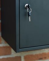 "Titan" Medium Wall Mounted Parcel Box Steel in Black Keylock close up