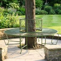 "Woodbury Orchard" Antique Green Scroll Effect Tree Seat digital llustration