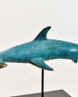 "Abyssal Anchor" Cast Brass Hammerhead Shark Sculpture close up of fin