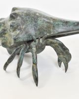"Abyssal Anchorite" Cast Brass Hermit Crab Sculpture close up of head
