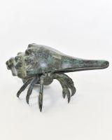 "Abyssal Anchorite" Cast Brass Hermit Crab Sculpture front view