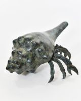 "Abyssal Anchorite" Cast Brass Hermit Crab Sculpture close up of shell