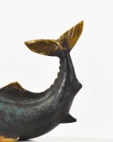 "Abyssal Lancet" Spearfish Sculpture - Verdigris close up of tail