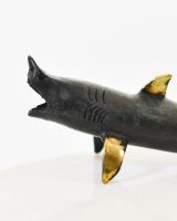"Abyssal Monarch" Shark Ornament in Cast Brass close up of head