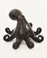 "Abyssal Sentinel" Octopus Sculpture in Cast Brass high angle view