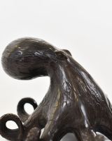 "Abyssal Sentinel" Octopus Sculpture in Cast Brass close up of head