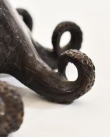 "Abyssal Sentinel" Octopus Sculpture in Cast Brass close up of tentacle