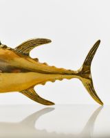 "Abyssal Titan" Tuna Sculpture in Cast Brass close up of tail