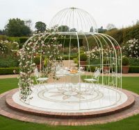 Digital illustration of "Alice’s Folly" Cream Gazebo in floral garden