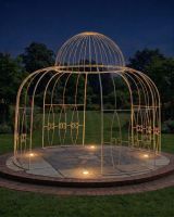 "Alice’s Folly" Cream Gazebo ai illustration at night