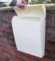 Top Opening Lid on the “Alpine Peaks” Cream Contemporary Post Box
