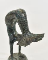"Aquatic Acrobat" Cast Brass Mermaid Sculpture close up of tail