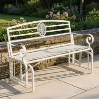 "Arcadia" Garden Rocking Bench Wrought Iron - Cream Digital Illustration
