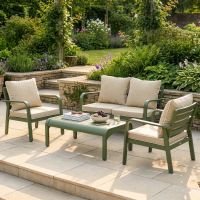 "Arco Verde" Sage Green Garden Lounge Furniture Set Digital Illustration Dressed Table