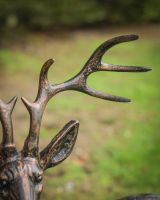 "Ash" the Cast Aluminium Observant Stag Garden Sculpture close up of antler