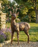 "Ash" the Cast Aluminium Observant Stag Garden Sculpture digital illustration