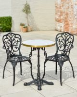 "Ashwell" Classic Black Two Seater Table and Chairs Set 