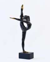 "Aurelian Arabesque" Cast Brass Dancer Sculpture side view