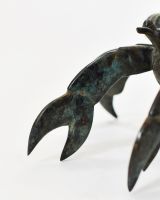 "Aurelian Nomad" Cast Brass Hermit Crab Ornament close up on pincer