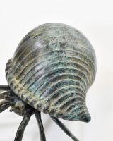"Aurelian Nomad" Cast Brass Hermit Crab Ornament close up on shell