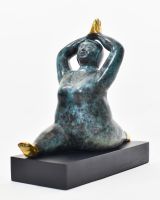 "Azure Asana" Female Yoga Sculpture in Cast Brass