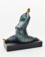 "Azure Asana" Female Yoga Sculpture in Cast Brass side view