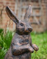 "Barnaby" the Rabbit Cast Aluminium Garden Sculpture close up of head