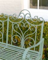 "Belvedere" Wrought Iron Garden Bench scroll work back rest