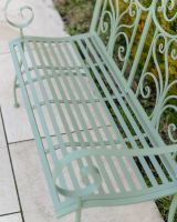 "Belvedere" Wrought Iron Garden Bench close up of seat