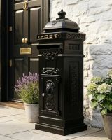 “Blackberry Harvest” Black Camden Deluxe Free Standing Post Box digital illustration