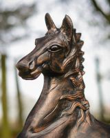 "Blaze" the Galloping Horse Cast Aluminium Garden Sculpture close up of head