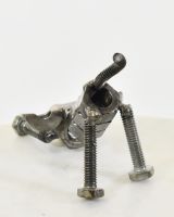 "Bolt" Stretching Puppy UpCycled Home Ornament view of rear of sculpture