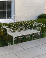 ‘Bordeaux" Wrought Iron Garden Bench - Cream
