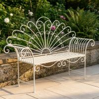 ‘Bordeaux" Wrought Iron Garden Bench - Cream Digital Illustration