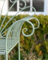 ‘Bordeaux" Wrought Iron Garden Chair - Sage detailed close up of arm rest