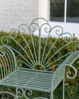 ‘Bordeaux" Wrought Iron Garden Chair - Sage close up of backrest