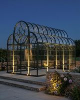 "Broagh Hall" Large Greenhouse Style Garden Gazebo Digital Illustration At night