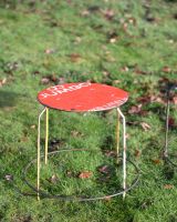 ‘Cask’ Set of 2 Upcycled Oil Drum Stools single seat in red