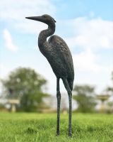 "Caspian" the Heron Cast Aluminium Garden Sculpture on a Garden lawn