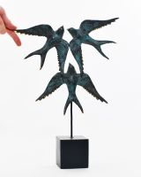 "Celestial Ascent" Cast Brass Sculpture with hand in shot for scale