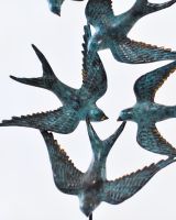 "Celestial Migration" Cast Brass Bird Sculpture close up of sculpture