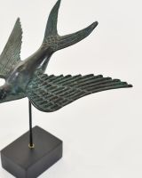 "Celestial Soloist" Cast Brass Bird Ornament close up of wing