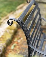 Close-Up of Backrest on Black “Chatham" One Seater Park Bench