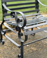 Close-Up of Midnight Black Finish on Black “Chatham" One Seater Park Bench