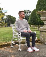 Scale Shot of Cream “Chatham" One Seater Park Bench